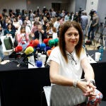 La exmilitante socialista Leire Díez durante una rueda de prensa tras solicitar su baja en el PSOE