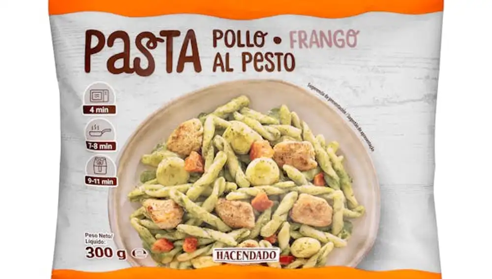 Pasta con pollo al pesto