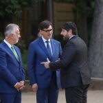 El delegado del Gobierno en Cataluña, Carlos Prieto; el ministro de Política Territorial, Ángel Víctor Torres; el presidente de la Generalitat de Cataluña, Salvador Illa y el presidente de la Región de Murcia, Fernando López Miras