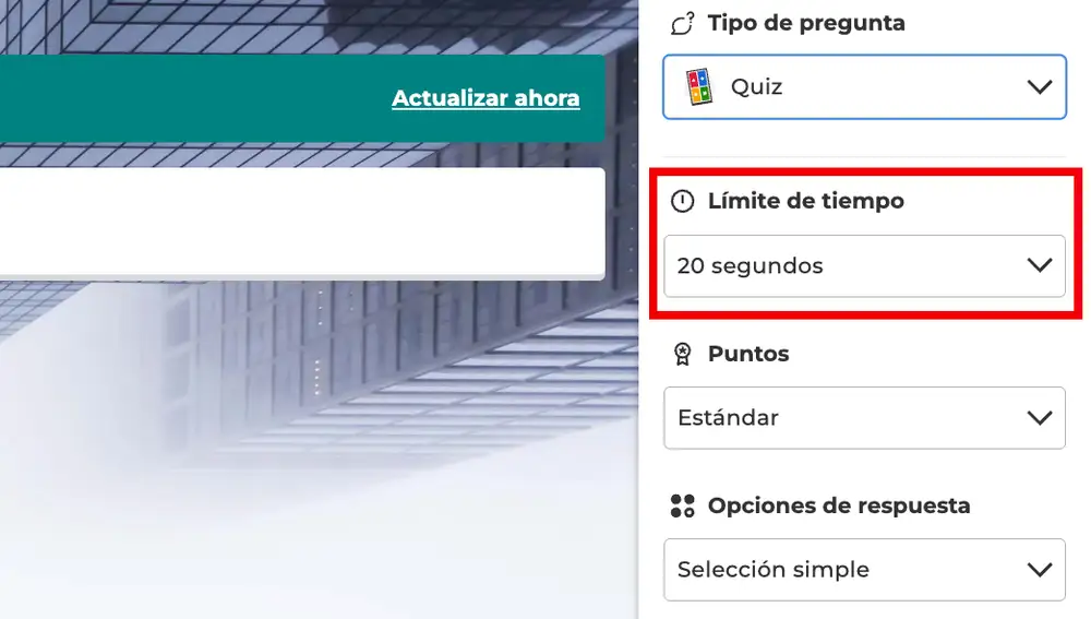 Ajusta el tiempo que tienen los participantes para responder
