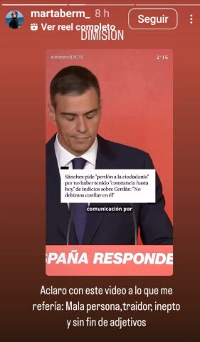 La aclaración de Marta Bermudez