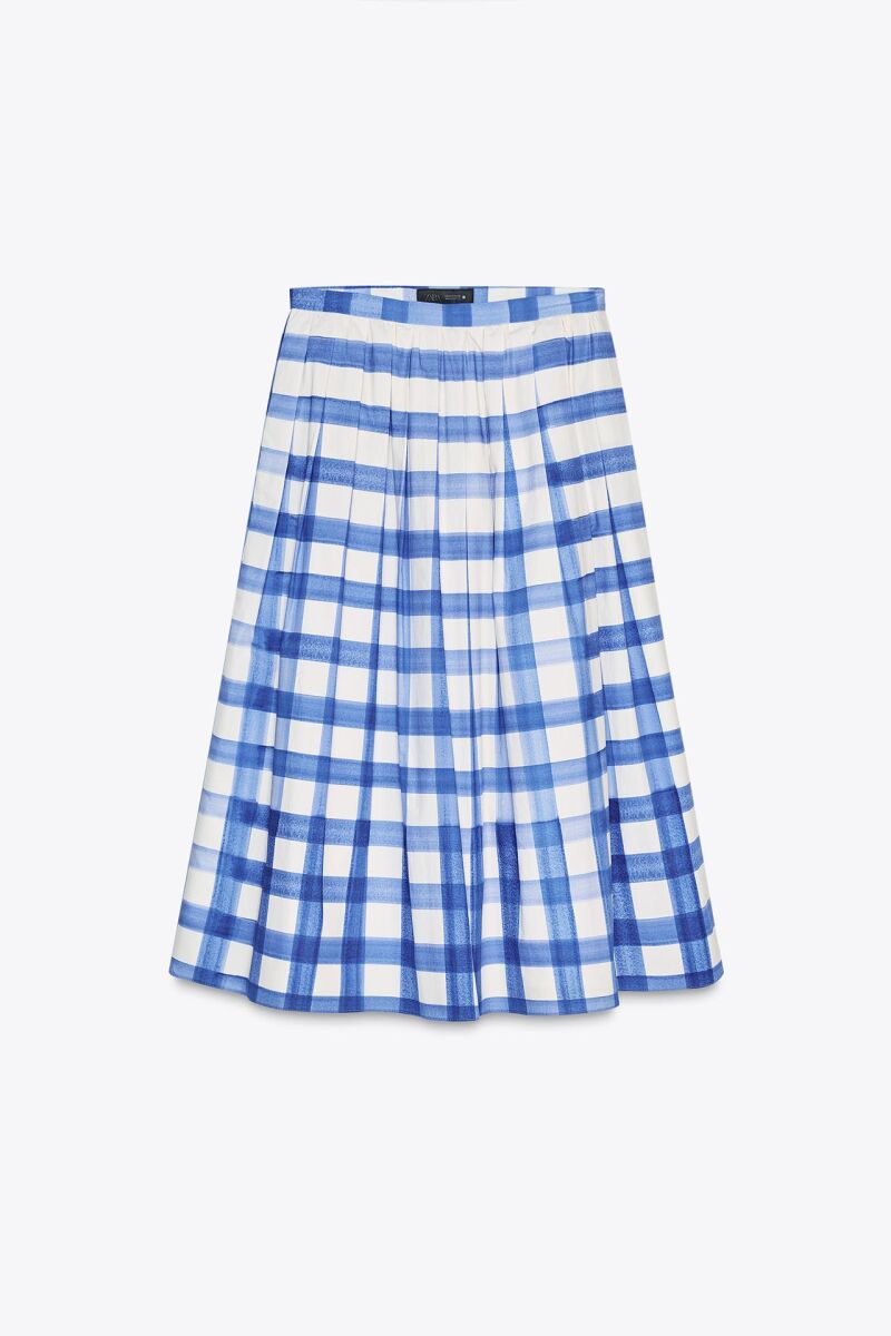 Falda midi cuadros zw collection.