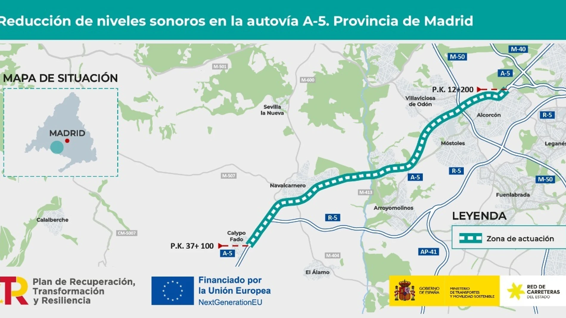 Reducción de niveles sonoros en la autovía A-5 REMITIDA / HANDOUT por MINISTERIO DE TRANSPORTES Fotografía remitida a medios de comunicación exclusivamente para ilustrar la noticia a la que hace referencia la imagen, y citando la procedencia de la imagen en la firma 13/06/2025