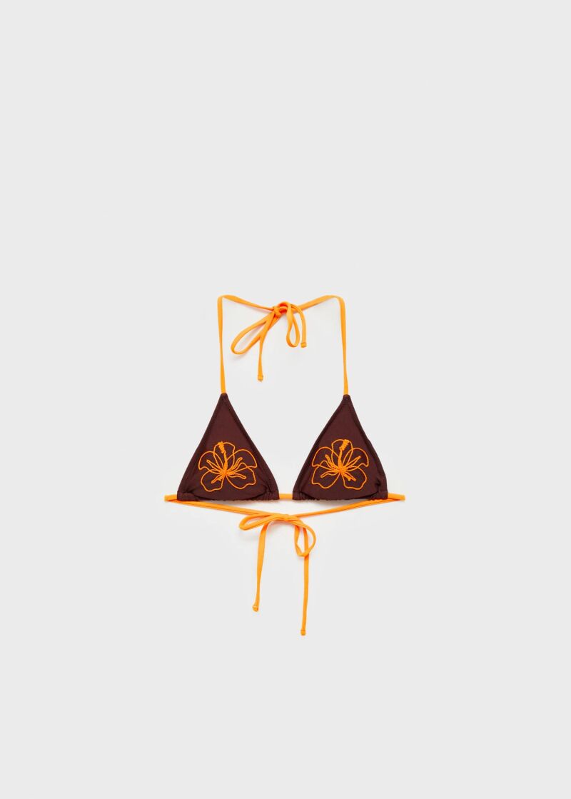 Top bikini flor bordada.