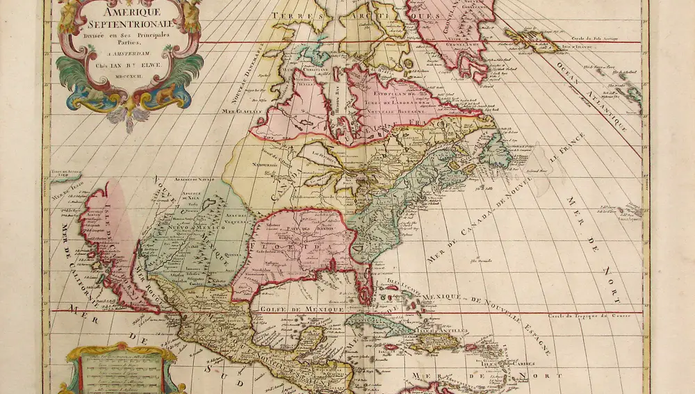 Mapa de Norteamérica en 1792