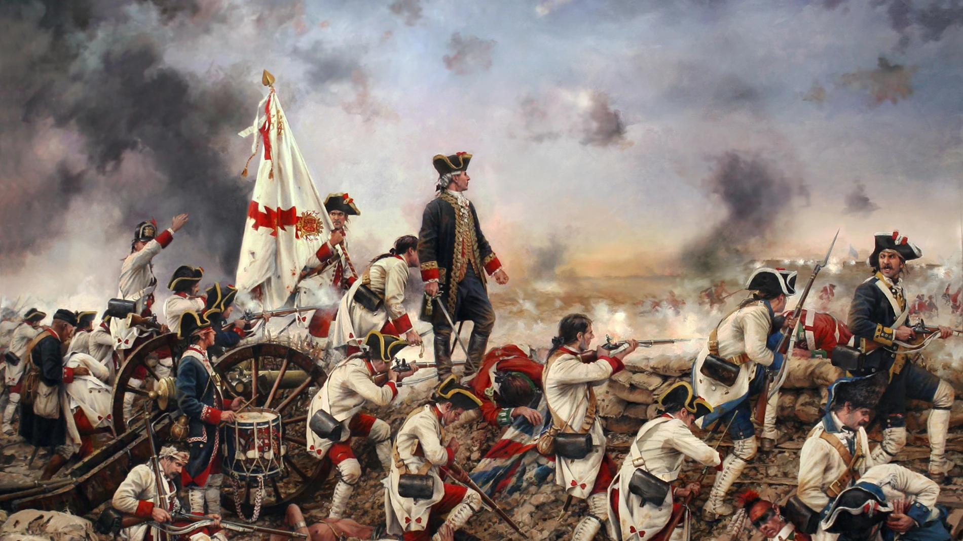 'Por España y por el Rey, Gálvez en América' (2015), un cuadro de Augusto Ferrer-Dalmau que representa un momento de la batalla de Pensacola.