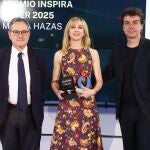 Premios Women en La Razón. Francisco Marhuenda, Marta Hazas y Javier Veiga.