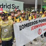 Los bomberos forestales, el martes, en la Asamblea de Madrid