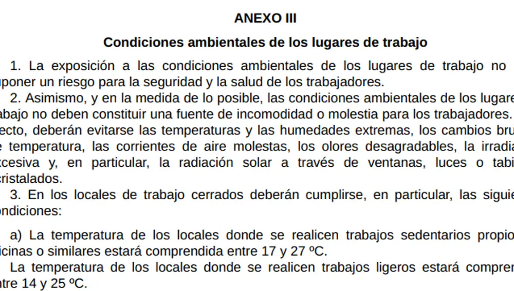 Normativa sobre altas temperaturas