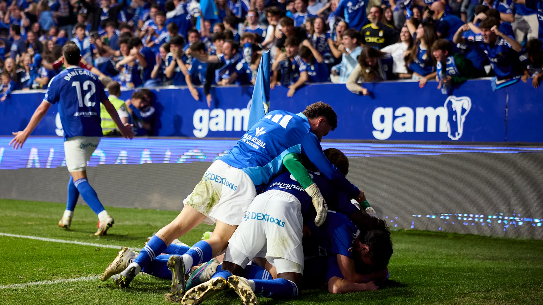 Francisco Portillo of Real Oviedo celebrates after scoring goal during the LaLiga Hypermotion Play Off Final 2nd Leg match match between Real Oviedo and CD Mirandes at Carlos Tartiere on June 21, 2025, in Oviedo, Spain. AFP7 21/06/2025 ONLY FOR USE IN SPAIN