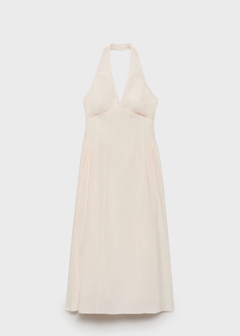 Vestido blanco de cuello halter.