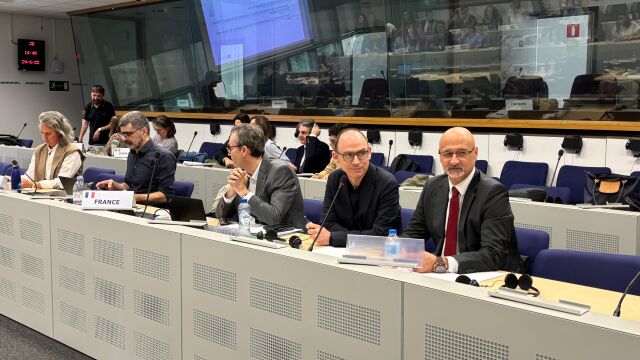 El delegado para el Corredor Atlántico y Redes Complementarias, Luis Fuentes,en Bruselas