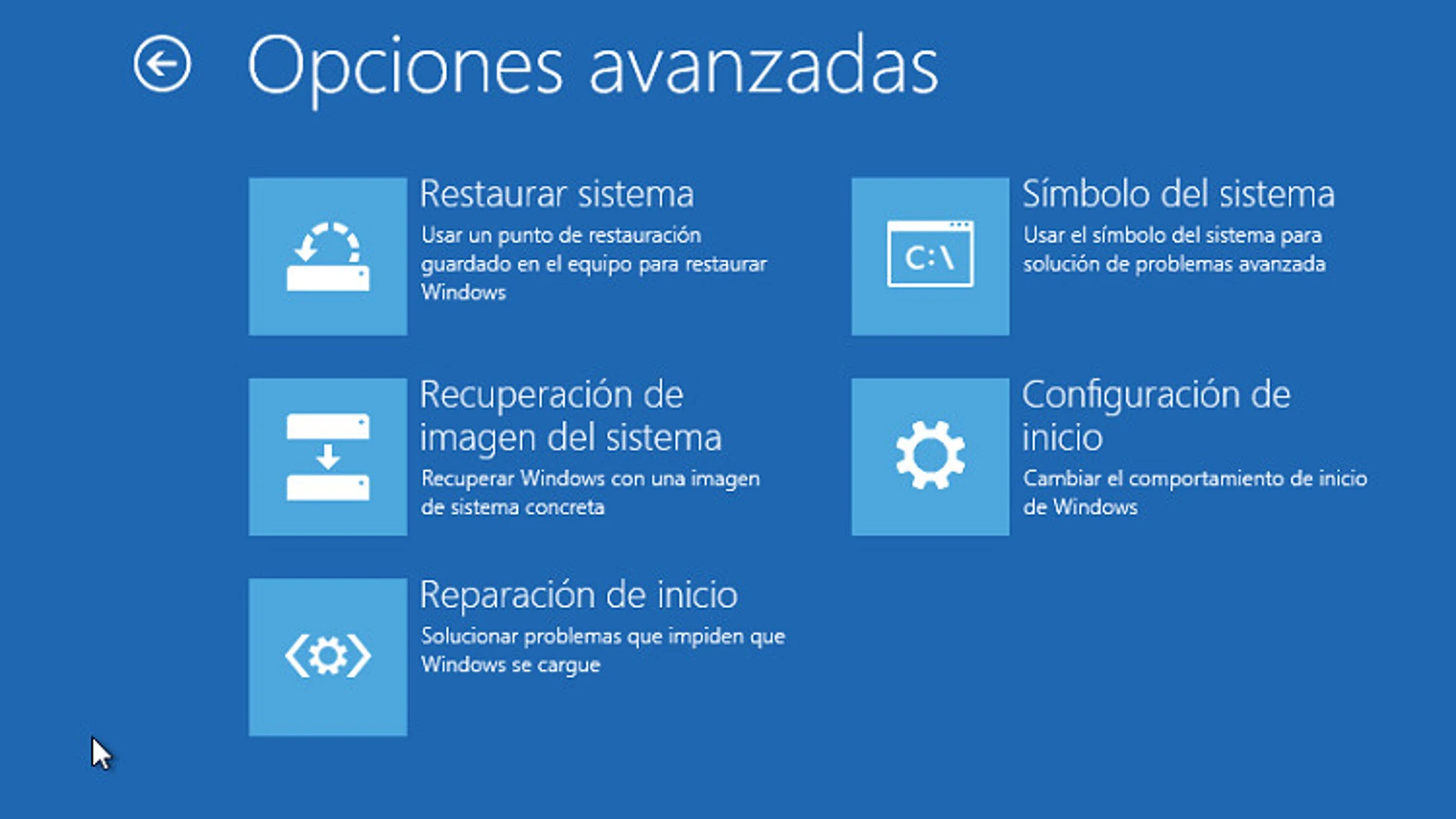 Opciones avanzadas dentro del modo seguro en Windows 11