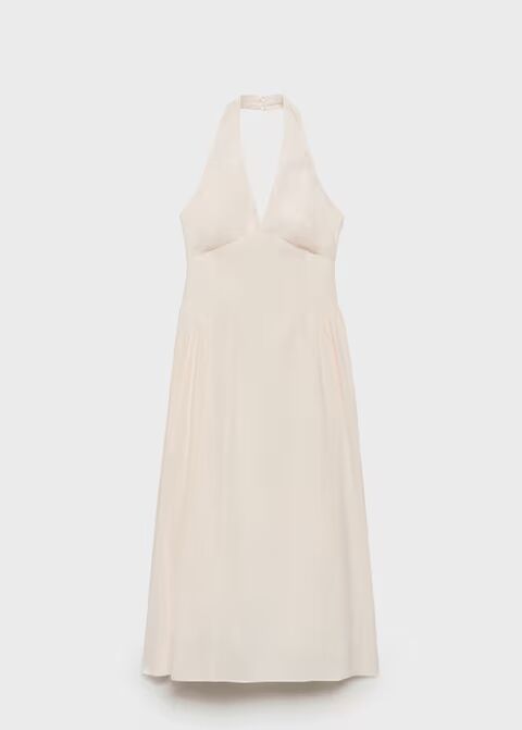Vestido lino cuello halter.