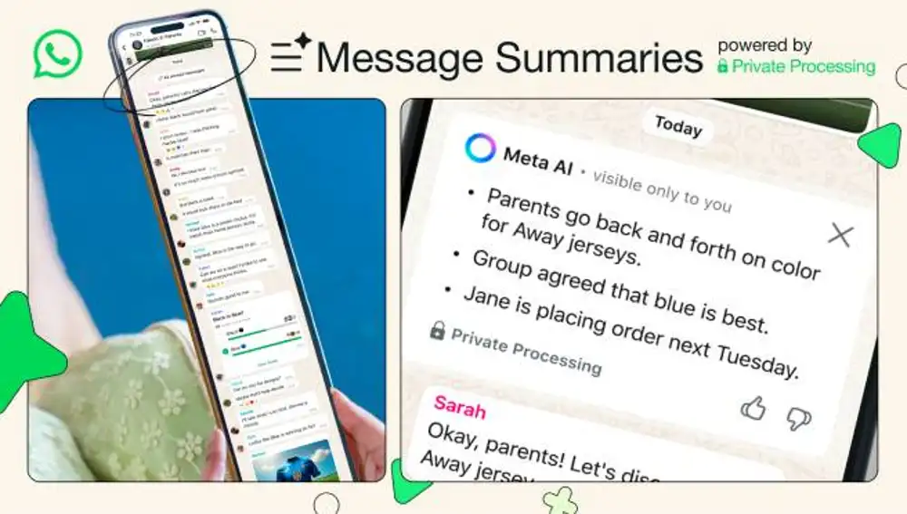 Resúmenes de mensajes en WhatsApp.