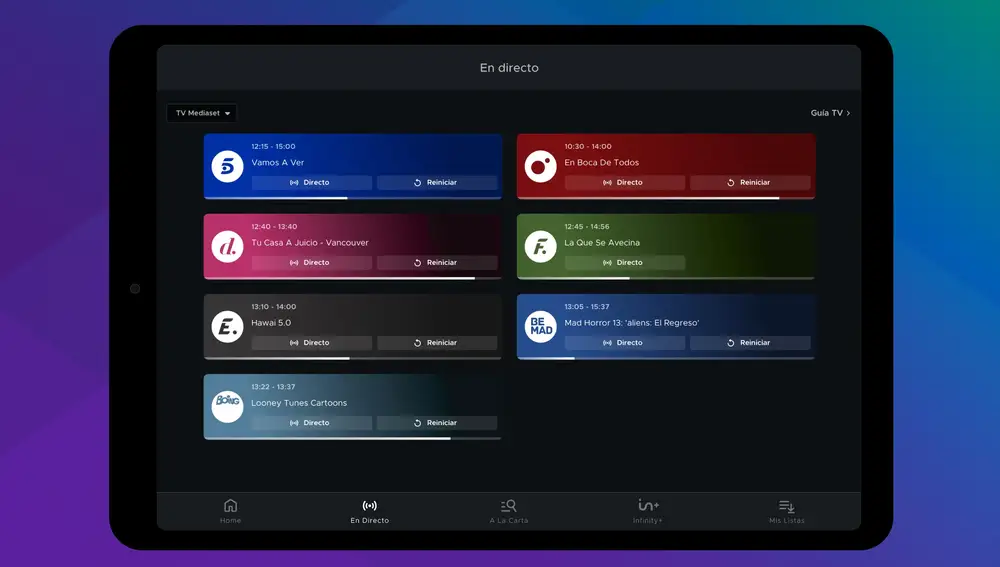 Así es el nuevo diseño de la app de Mediaset