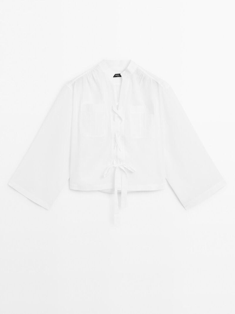 Blusa cuello mao detalle lazada.