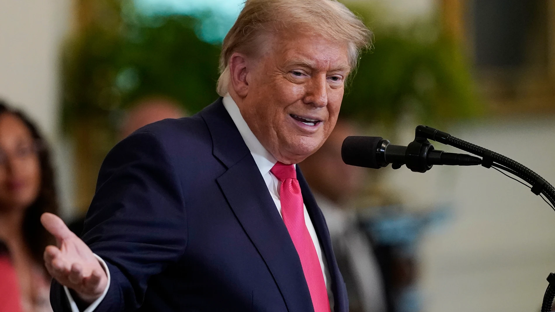 President Donald Trump speaks at an event to promote his domestic policy and budget agenda in the East Room of the White House, Thursday, June 26, 2025, in Washington. (AP Photo/Jose Luis Magana)
