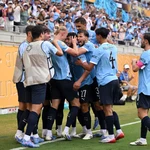 Los jugadores del Manchester City celebran uno de sus goles a la Juventus
