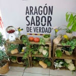 Un rincón de productos aragoneses, durante la presentación