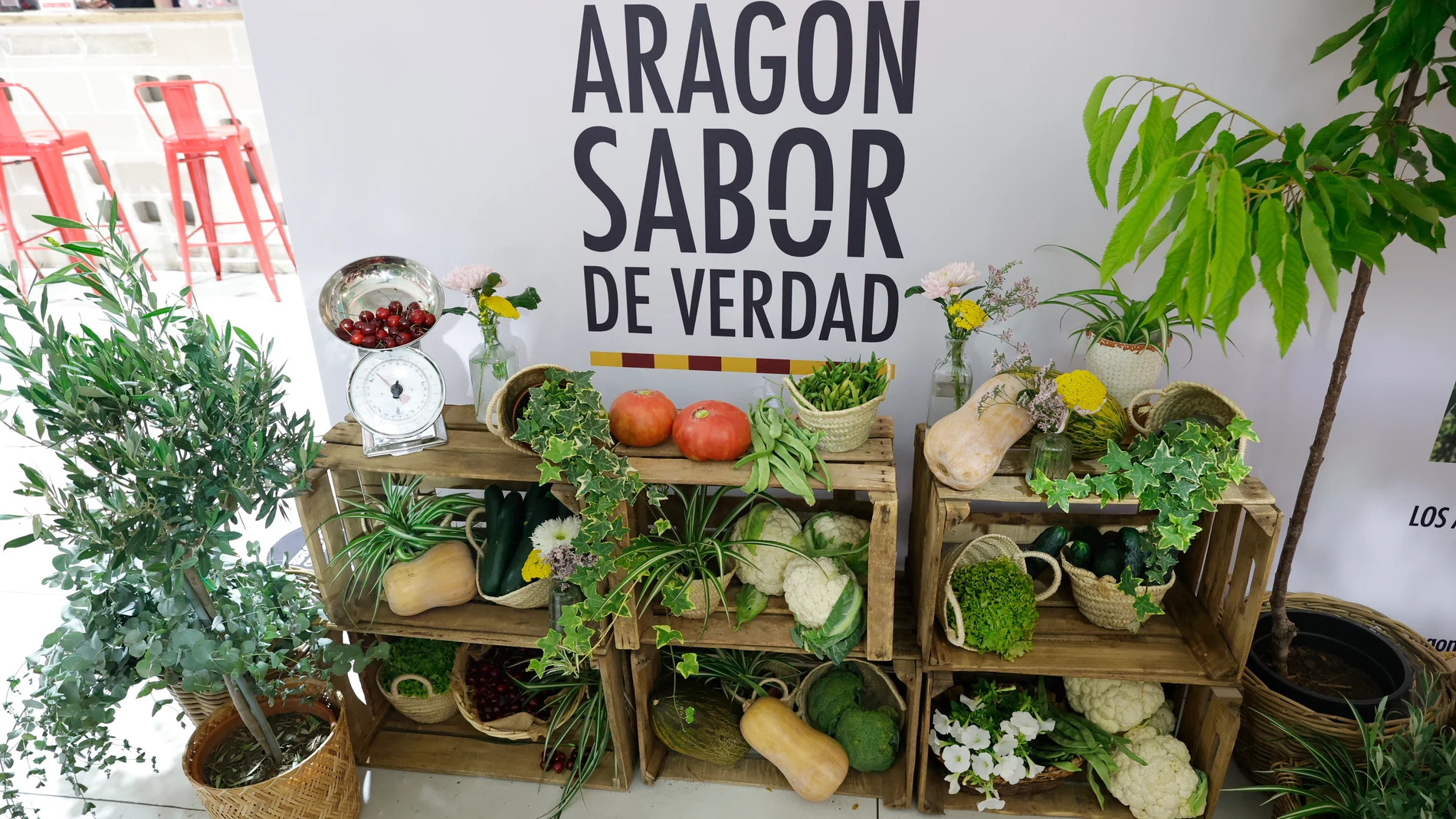 Un rincón de productos aragoneses, durante la presentación
