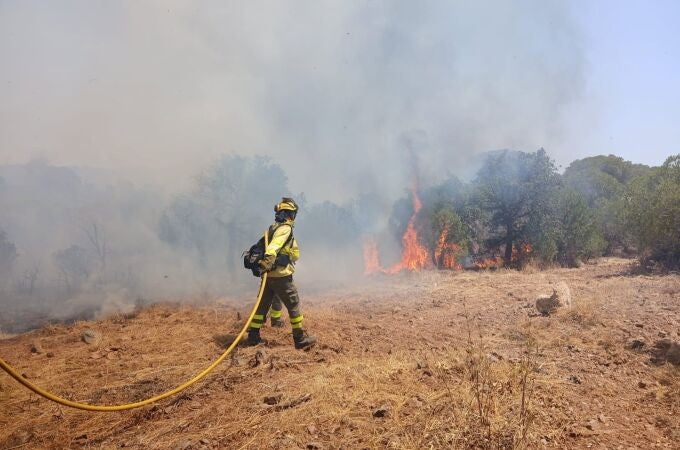 Incendios.- Cuatro personas desalojadas por el incendio forestal de Villablanca con un herido por quemaduras (Huelva)