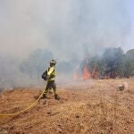 Incendios.- Cuatro personas desalojadas por el incendio forestal de Villablanca con un herido por quemaduras (Huelva)