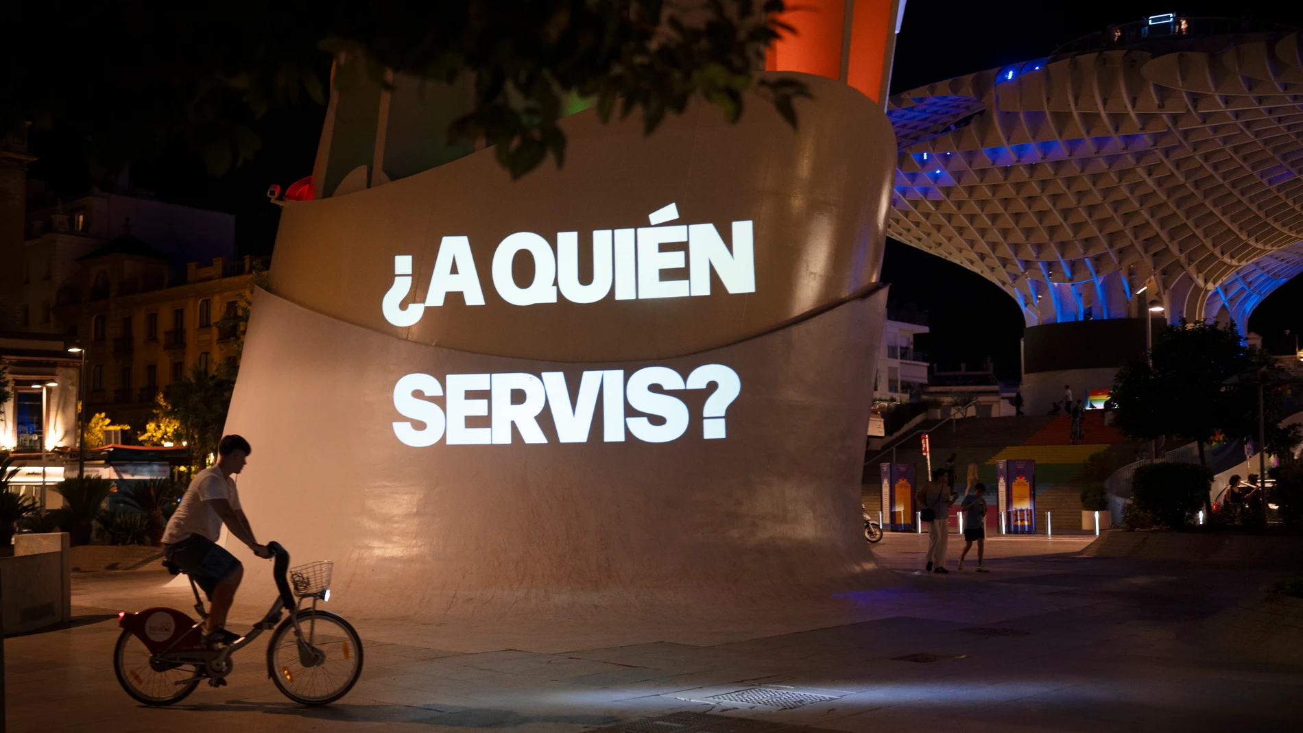 IMAGE DISTRIBUTED FOR HUNGRY FOR ACTION - Hungry for Action lights up Seville on the eve of the UN's FFD4 demanding urgent action on global hunger and nutrition financing on Sunday, June 29, 2025. (Laura Leon/AP Images for Hungry for Action)
