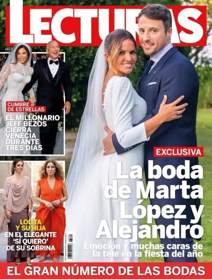 Portada con la boda de Marta López y Alejandro Huerta