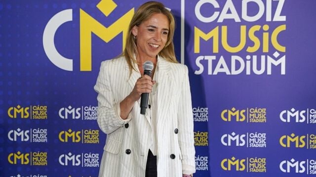 La presidenta de la Diputación de Cádiz, Almudena Martínez, en el acto de presentación de Cádiz Music Stadium