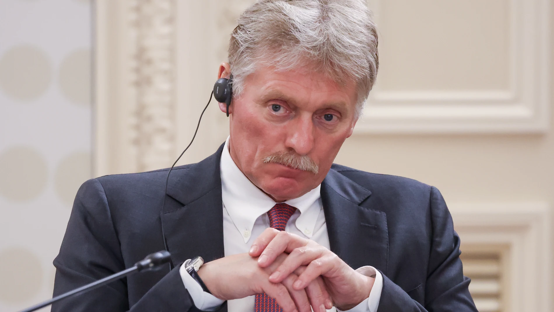 RUSSIA, ST PETERSBURG - JUNE 19, 2025: Russian Presidential Press Secretary Dmitry Peskov attends a meeting of Russia's President Vladimir Putin with executives of international news agencies held as part of the 2025 St Petersburg International Economic Forum (SPIEF) at Rimsky-Korsakov St Petersburg State Conservatory Europa Press/Contacto/Vyacheslav Prokofyev 19/06/2025 ONLY FOR USE IN SPAIN