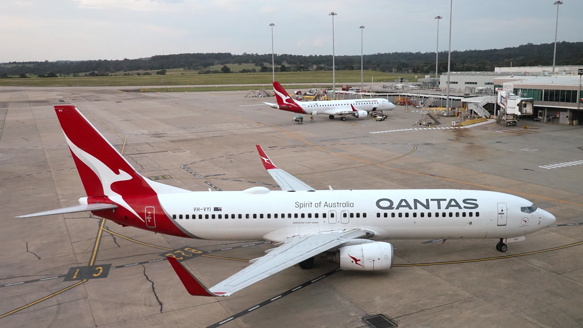 FILE - A Qantas jet arrives at Melbourne's Tullamarine Airport in Melbourne, Australia, Dec. 12, 2023. (AP Photo/Mark Baker, File)