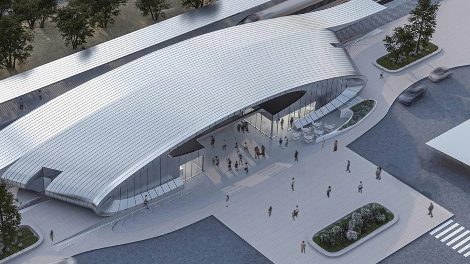 Recreación de la nueva estación de Cercanías de Dos Hermanas (Sevilla)