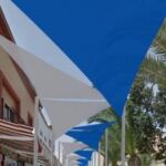 Imagen que recrea los toldos que se han instalado en la isla de Tabarca (Alicante)