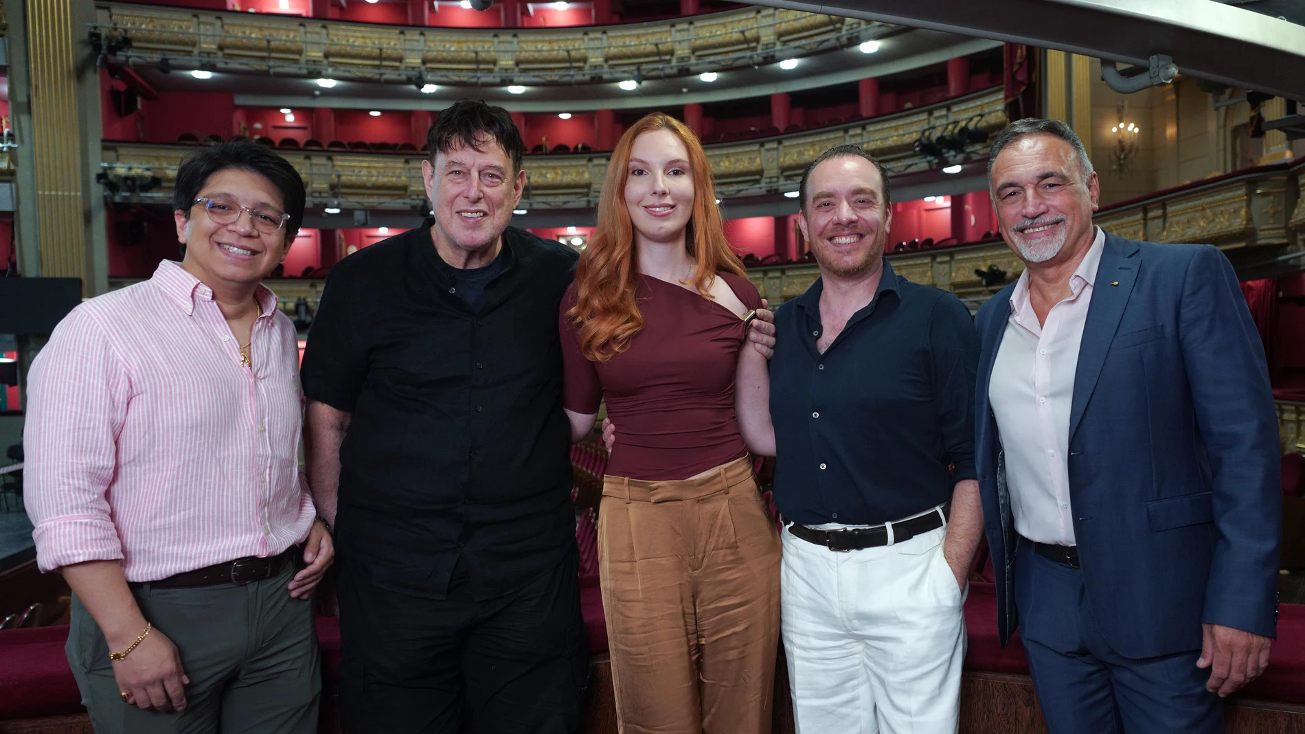 Iván Ayón (Arvino), Daniel Oren (director musical de I lombardi), soprano Lidia Fridman (Giselda), tenor Francesco Meli (Oronte) y José Luis Basso (director del Coro Titular del Teatro Real)
