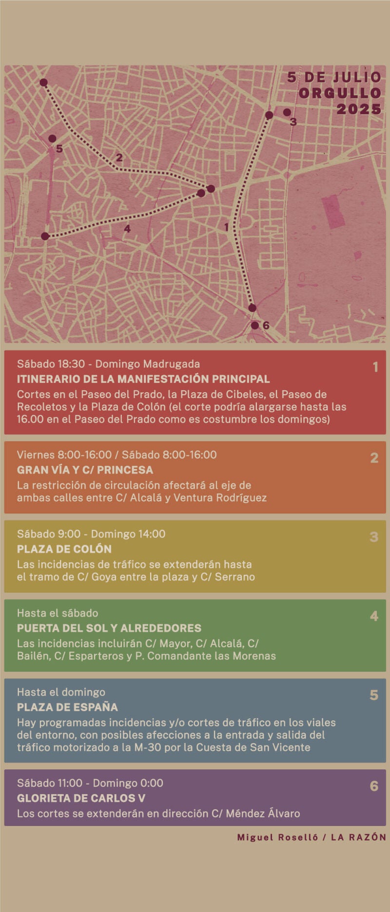 Orgullo 2025: cortes de tráfico