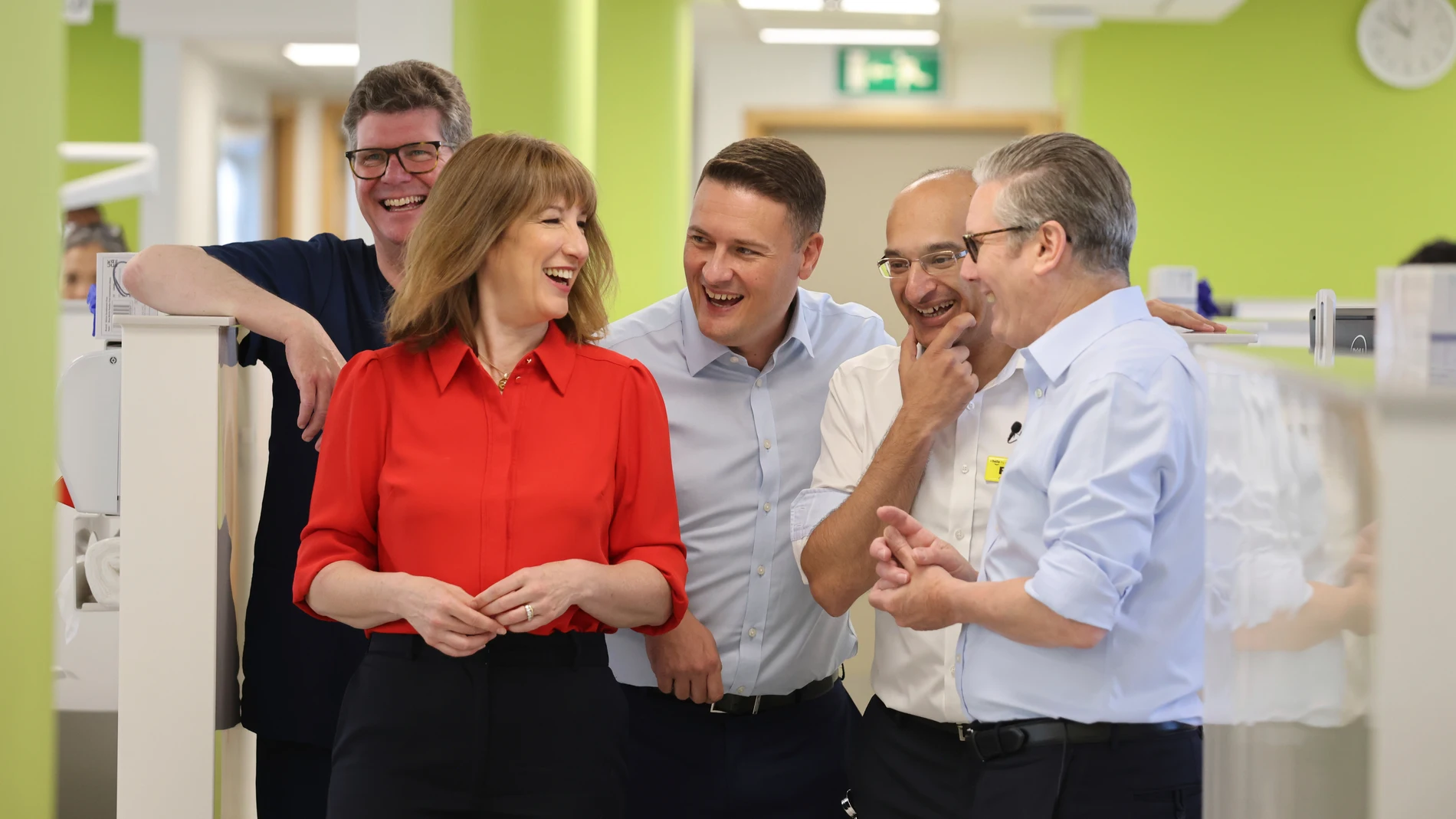Britain's Prime Minister Keir Starmer, right, Chancellor Rachel Reeves and Health Secretary Wes Streeting during a visit to the Sir Ludwig Guttman Health & Wellbeing Centre in east London, Thursday, July 3, 2025. (Jack Hill/Pool Photo via AP)
