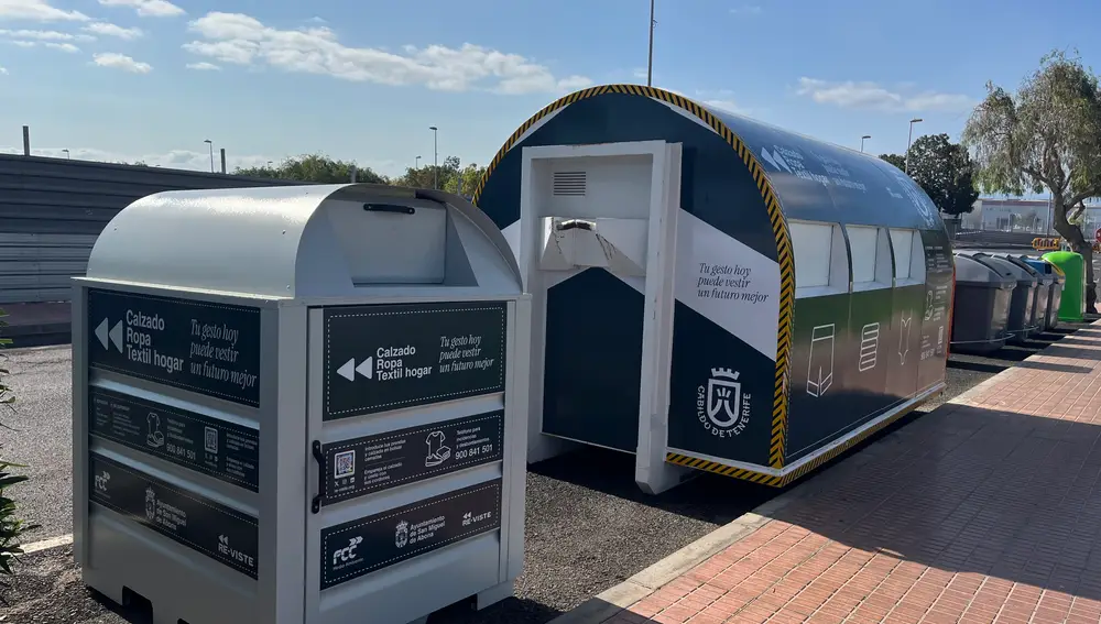 Contenedor y minipunto San Miguel de Abona RE-VISTE reciclaje textil
