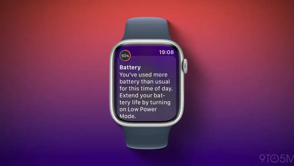 Notificación de consumo excesivo de batería en watchOS 26