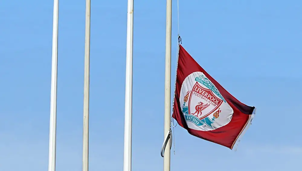 Bandera del Liverpool en Anfield