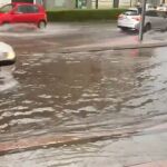 Calles anegadas en Medina del Campo por la tromba de agua caída esta tarde