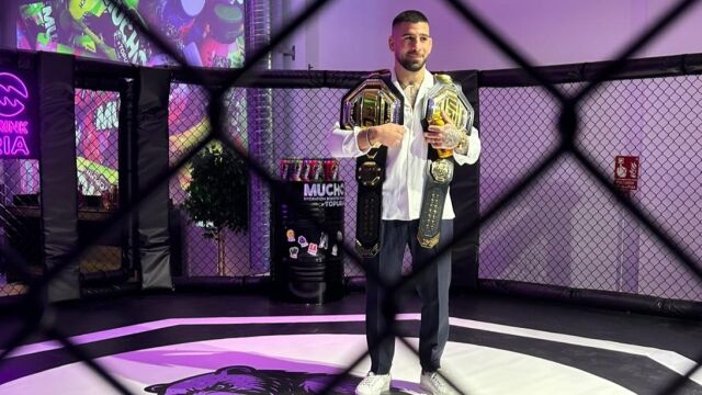 Ilia Topuria durante la presentación de su nueva bebida 'Mucho'