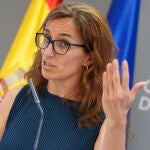 La ministra de Sanidad, Mónica García, en la rueda de prensa posterior al Consejo Interterritorial. David Jar