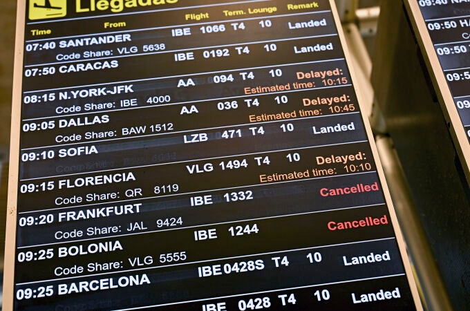 Situación en el Aeropuerto de Madrid Barajas durante la huelga de controladores aéreos franceses