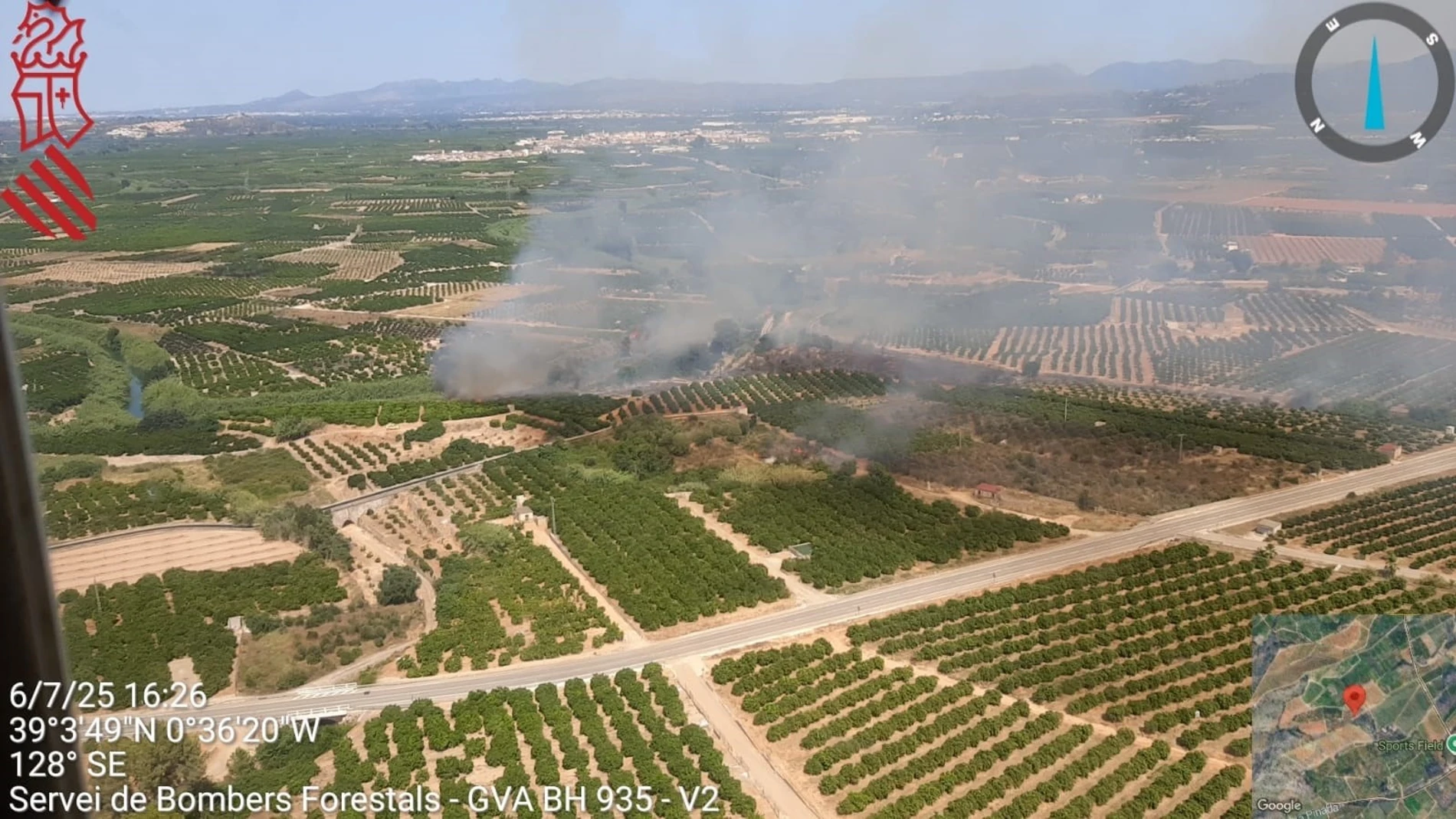 Incendio en Antella REMITIDA / HANDOUT por GVA Fotografía remitida a medios de comunicación exclusivamente para ilustrar la noticia a la que hace referencia la imagen, y citando la procedencia de la imagen en la firma 06/07/2025
