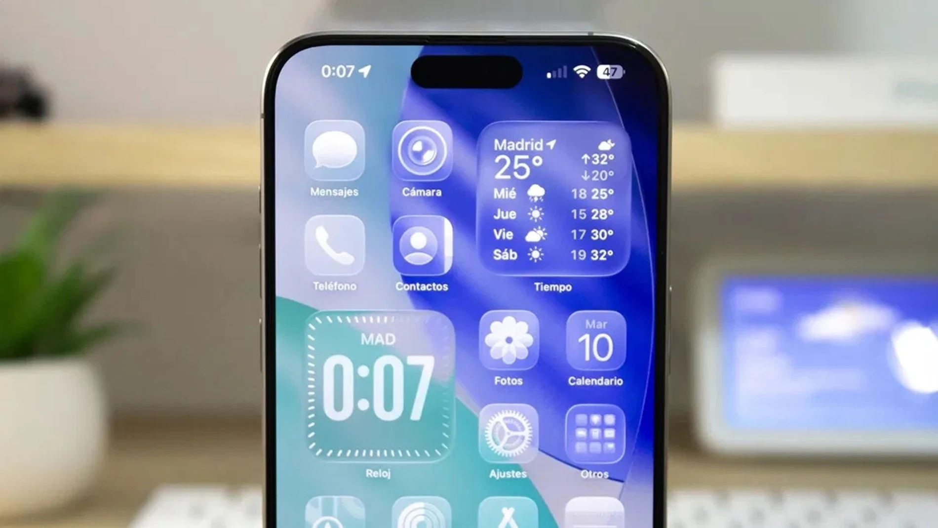 Imagen que muestra el diseño Liquid Glass