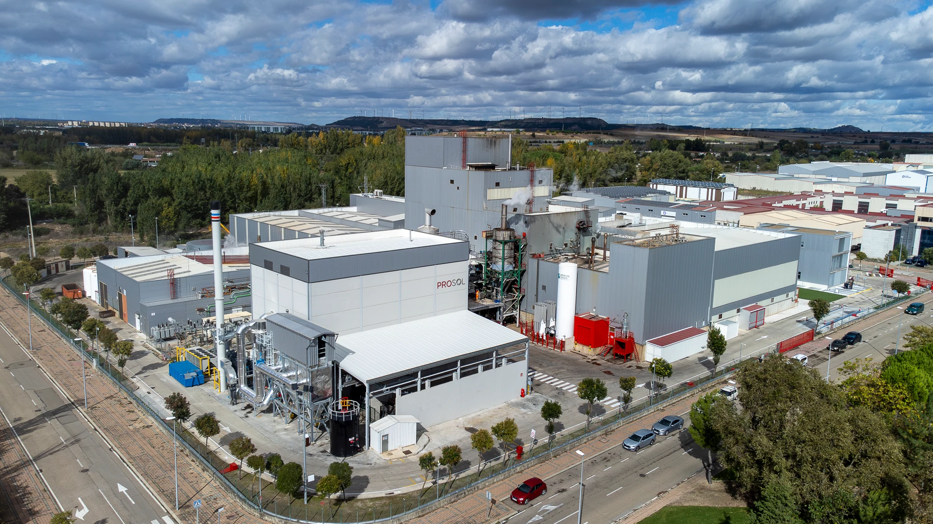 Vista aérea de la fábrica de Prosol en Venta de Baños (Palencia)