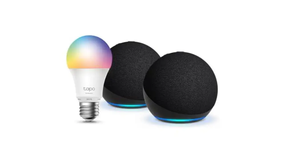 pack de 2 Echo Dot (5ª gen) + bombilla LED inteligente Tapo
