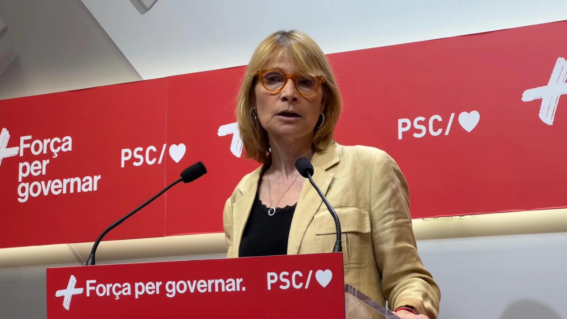 La viceprimera secretaria y portavoz del PSC, Lluïsa Moret, en una rueda de prensa este lunes EUROPA PRESS 07/07/2025