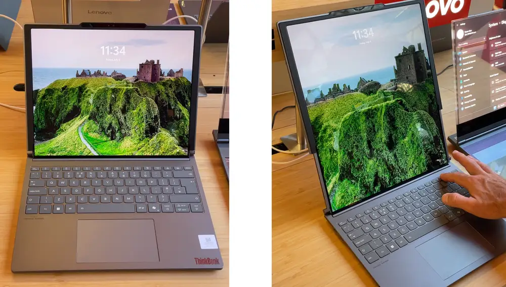 Un botón y el ThinkBook Plus Gen 6 Rollable pasa de ser un portátil convencional a venir directamente del futuro